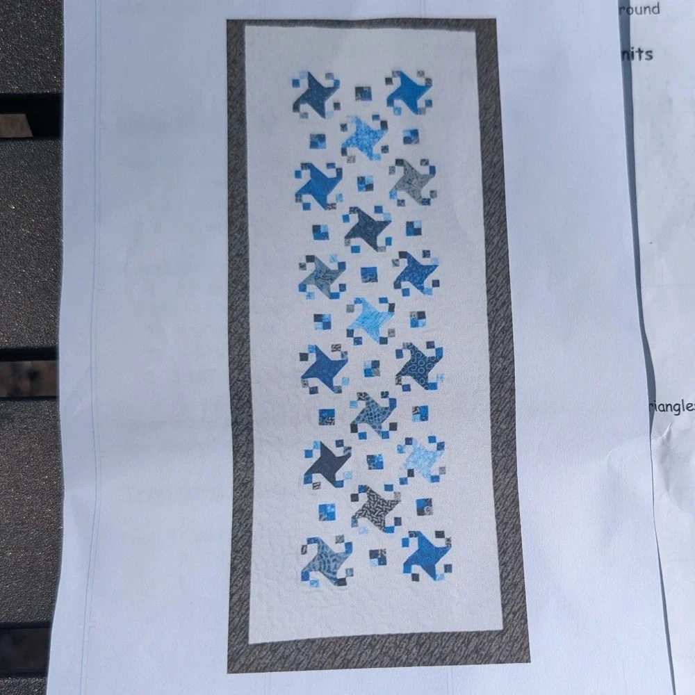 Pressing Matters Dew Drops Quilt Kit Pattern Fabric Strips Blue White Star 2015
